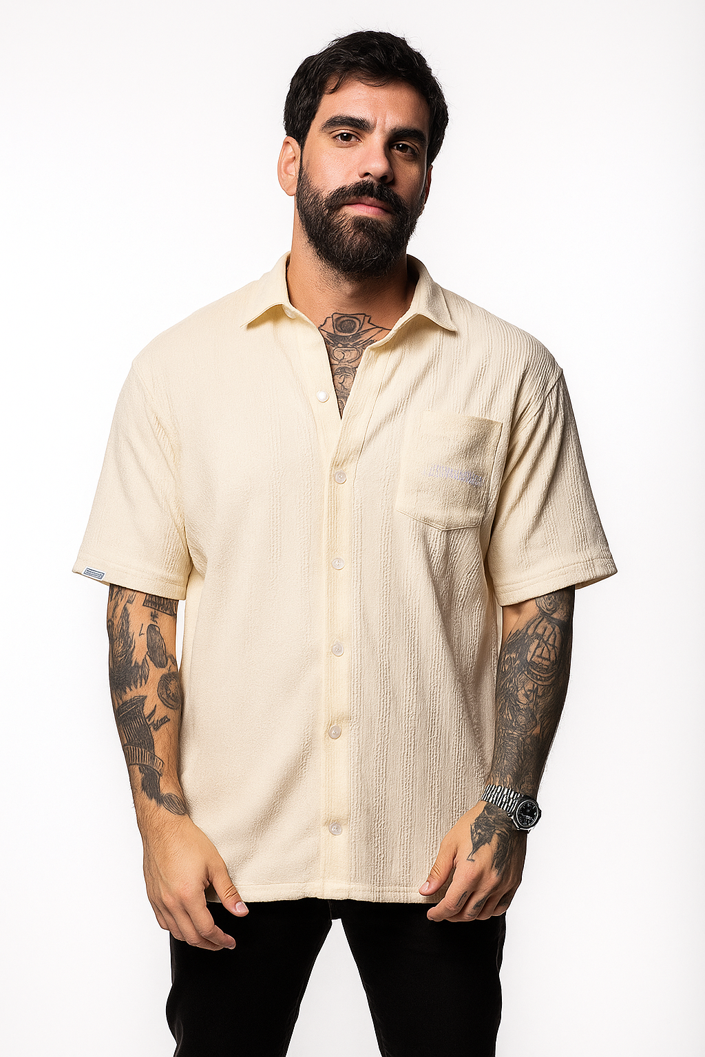 Camisa Archange Texturizada Massad - Off White