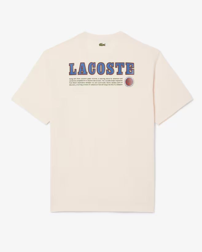 Camiseta Masculina Lacoste Estampa Creme Algodão